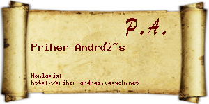 Priher András névjegykártya